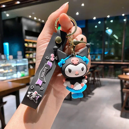 Kawaii Sanrio Hello Kitty Keychain My Melody Kuromi Cinnamoroll Pompom Purin Pendant Keyring Cute Littletwinstars Keychains Toys