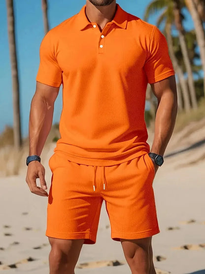 Mens premium two-piece summer shorts and polo shirt T-shirt,suitable for daily wear and beach leisure outdoorsports3D printedset