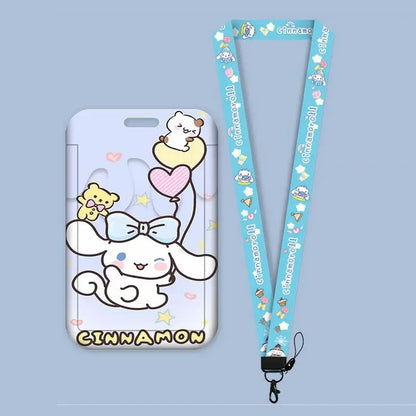 Cartoon Sanrio Lanyard Card Sleeve kawaii Hello Kitty Kuromi My Melody ID Card Bus And Subway Access Work Permit Card Sleeve