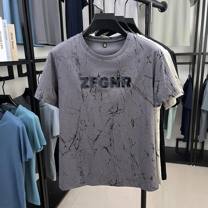 Top Grade Print New Summer Tops Hipster Designer Tshirt Men 2025 Brand Short Sleeve Round Neck Casual Fashion Men Clothing