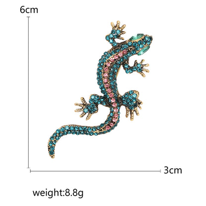 Rhinestone Chameleon Brooch for Women Unisex Enamel Lizard Pin Banquet Party Backpack Gifts Jewelry Accessories