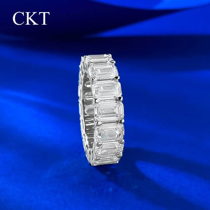 CKT 100% 925 Sterling Silver Oval Heart Round Emerald Cut Lab Sapphire 4*6MM Moissanite Jewelry Wedding Band Row Ring Wholesale