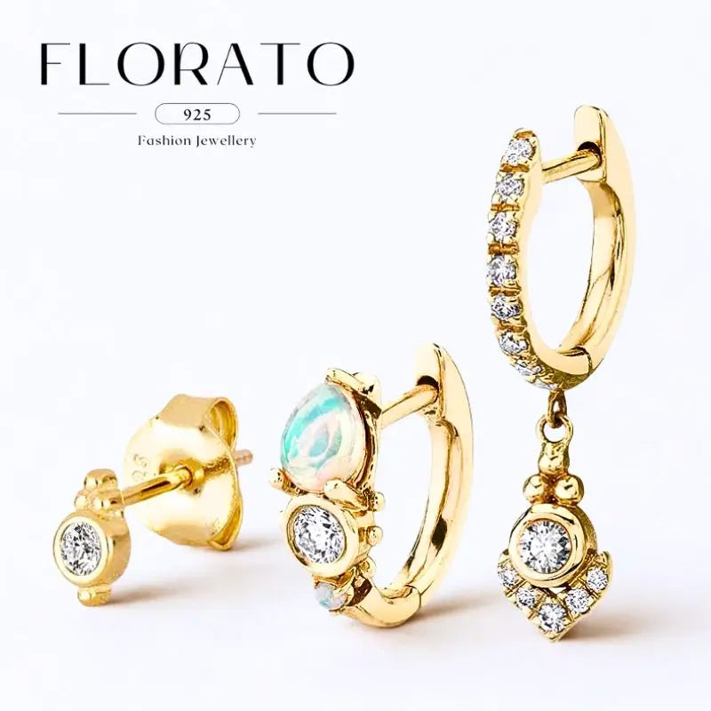 925 Sterling Silver Ear Needle White Crystal Hoop Earrings For Women vintage Piercing Pendientes Earrings Jewelry Accessories