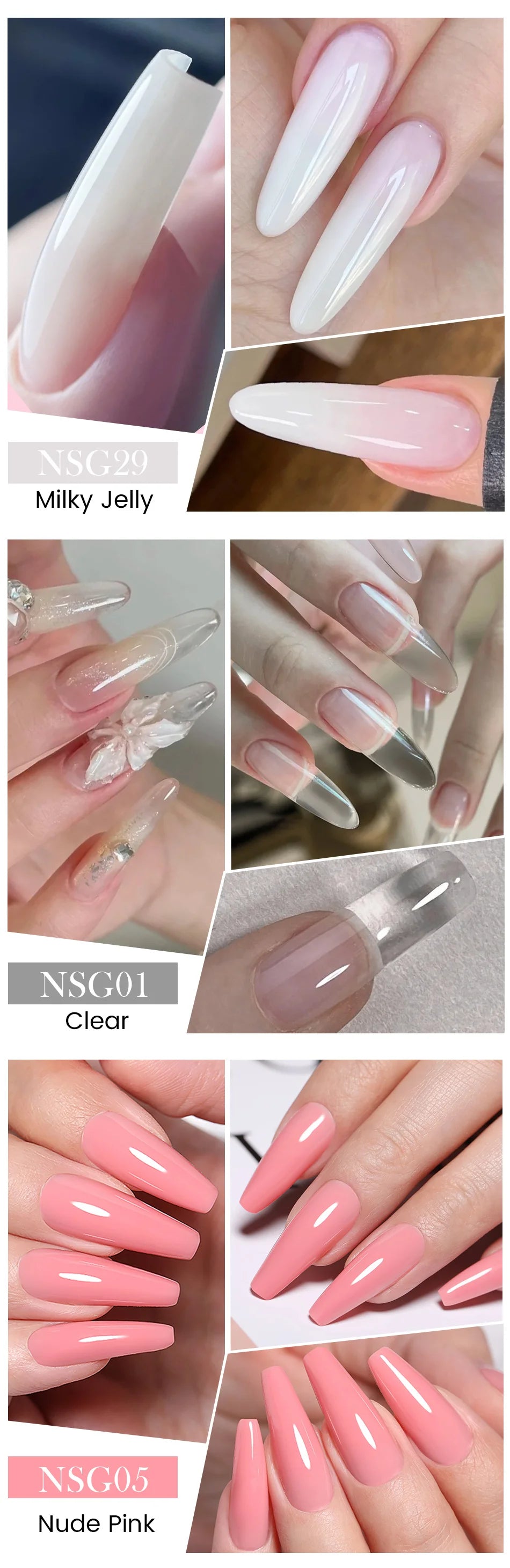 BORN PRETTY 15ml クリア ノンスティック ハンドエクステンション ジェルネイルポリッシュ 3Dシェーピングネイルアート用 固形ミルキーゼリーハードジェル フェイクネイル用
