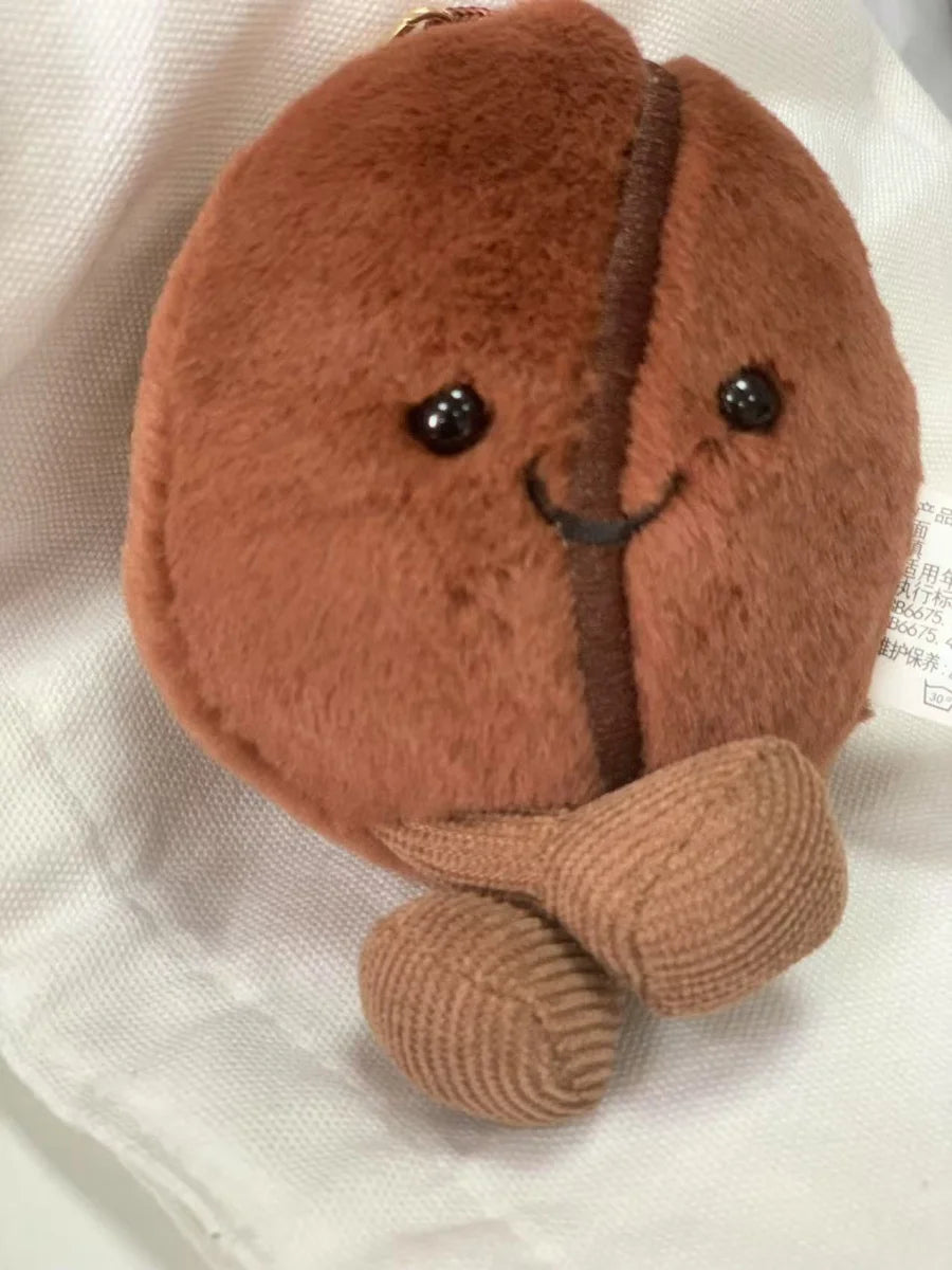 Jellycat コーヒー豆バッグペンダント 漫画ぬいぐるみ 笑顔のコーヒーフードぬいぐるみ かわいいキーチェーン ソフトドール 誕生日プレゼント 女の子