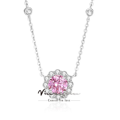 Vinregem Round Cut Lab Sapphire High Carbon Diamond Gemstone Pendant Necklaces 100% 925 Sterling Silver Fine Jewelry Wholesale