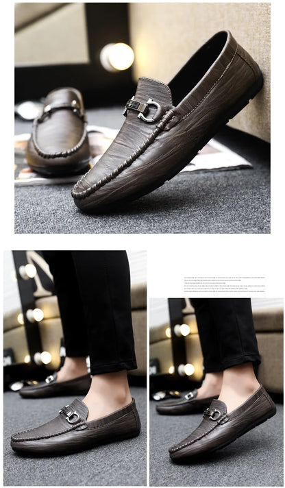 Men Loafers Shoes for Men Luxury Business Dress Shoes Comfy Slip-on Drive Moccasins Footwear Male Brand Leather Boat Shoes Men