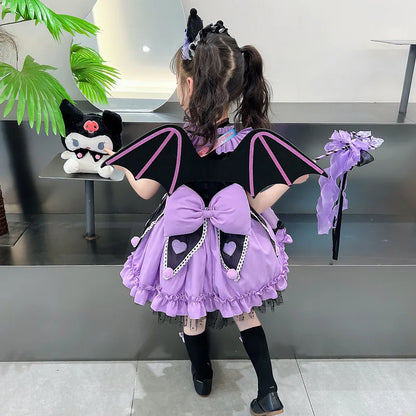 2025 Cosplay Kuromi Lolita Princess Dress Children Birthday Party Costume Summer dress Bow Puffy Skirt Dress Suit Girls Gift