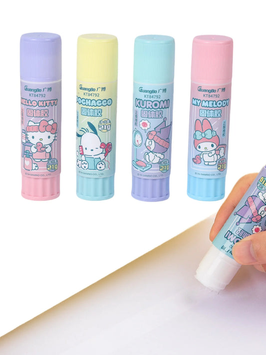 1/4pcs/set Kuromi melody Solid Glue Sticks High Viscosity Adhesive For Office & Students, White,Chrismas gift