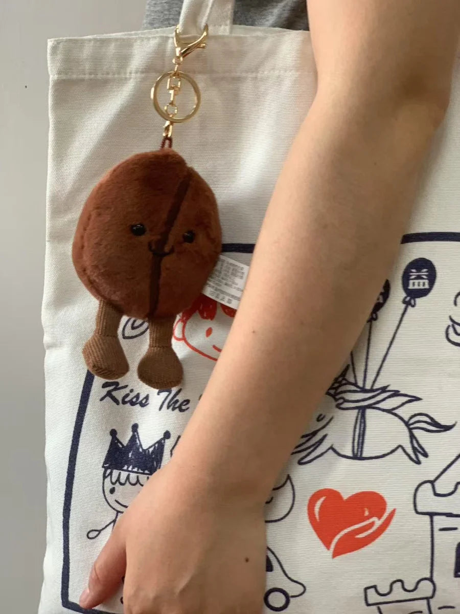 Jellycat コーヒー豆バッグペンダント 漫画ぬいぐるみ 笑顔のコーヒーフードぬいぐるみ かわいいキーチェーン ソフトドール 誕生日プレゼント 女の子