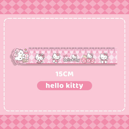 Sanrio Hello Kitty Ruler Anime Cinnamoroll My Melody Learning Measuring Ruler Cute Girl Heart Learning Stationery Kawaii Gift