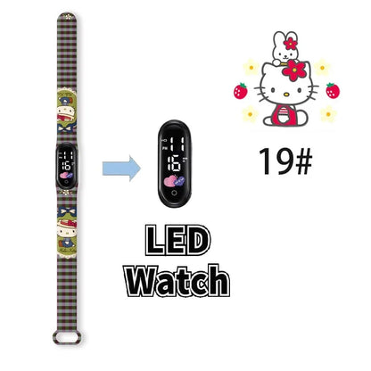 Cartoon Hello Kittys Electronic Led Sports Watch Kawaii Sanrio Kuromi Cinnamoroll Student Child Printing Water Proof Gifts Toys