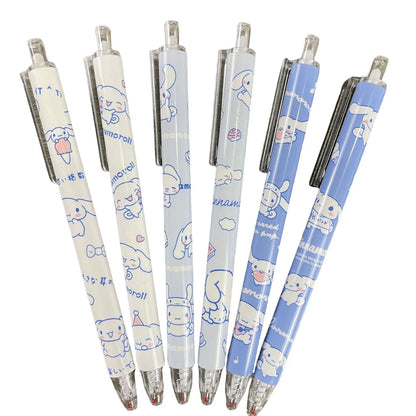 6pcs Cute Cartoon Sanrio Kuromi Hello Kitty 0.5mm Gel Pen My Melody Student  STPen Tip Quick Drying Exam Pen Stationery Supplies