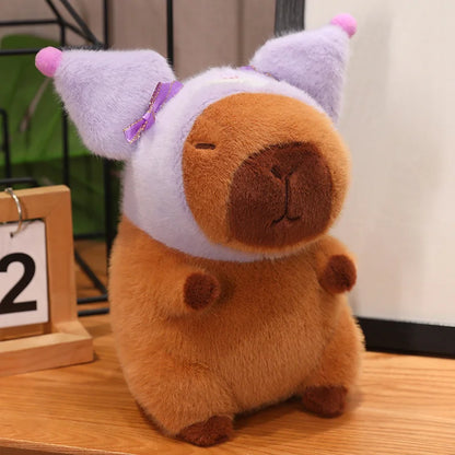 Capibara Plushies Doll Disney Stitch Pikachu Kuromi Lucifer Cat Hat Capybara Plush Toy Cartoon Stuffed Animal Doll Xmas Gifts