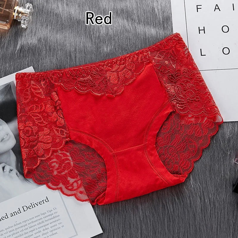 Women's Cotton Underwear Panties Sexy Lace Mid-Waist Hollow Female Briefs Hip Lift Underpants for Lady Lingerie Нижнее Белье