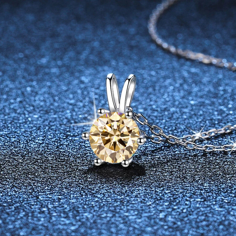 Tezzc 1CT Sparkling Luxury Moissanite Lab Diamond Pendant Necklace for Women 925 Sterling Silver High Quality Fine Jewelry