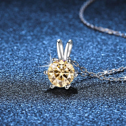 Tezzc 1CT Sparkling Luxury Moissanite Lab Diamond Pendant Necklace for Women 925 Sterling Silver High Quality Fine Jewelry