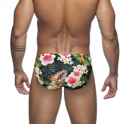 Sexy Floral Print Swimwear Men Beach Shorts Board Surfing Shorts Swimming Trunks Push Up Pad Men Swimsuits Sunga Bathing Suits