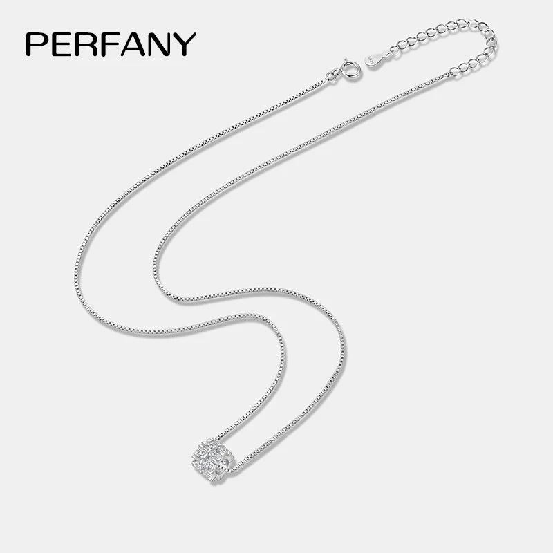 PERFANY 1.6CT Moissanite Necklace for Women S925 Pure Silver Spherical Laboratory Diamond Pendant Luxury Party Jewelry Gift