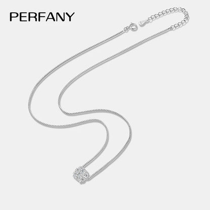 PERFANY 1.6CT Moissanite Necklace for Women S925 Pure Silver Spherical Laboratory Diamond Pendant Luxury Party Jewelry Gift