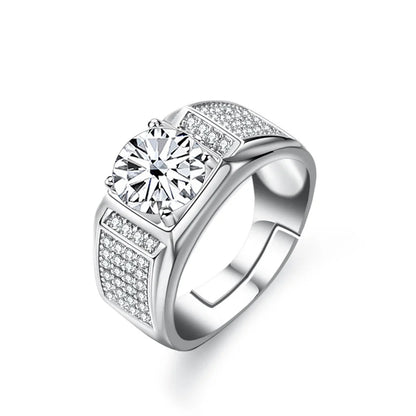 Bague Ringen Real Moissanite Ring For Men Sterling Silver 2 Carat Round Brilliant Diamonds Engagement Ring Male Wedding Jewelry
