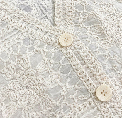 Vintage Cotton Sleeveless Crochet Vests Jackets For Women Tank Tops Summer Loose Boho Beach Cover Up Casual Women's Blusas