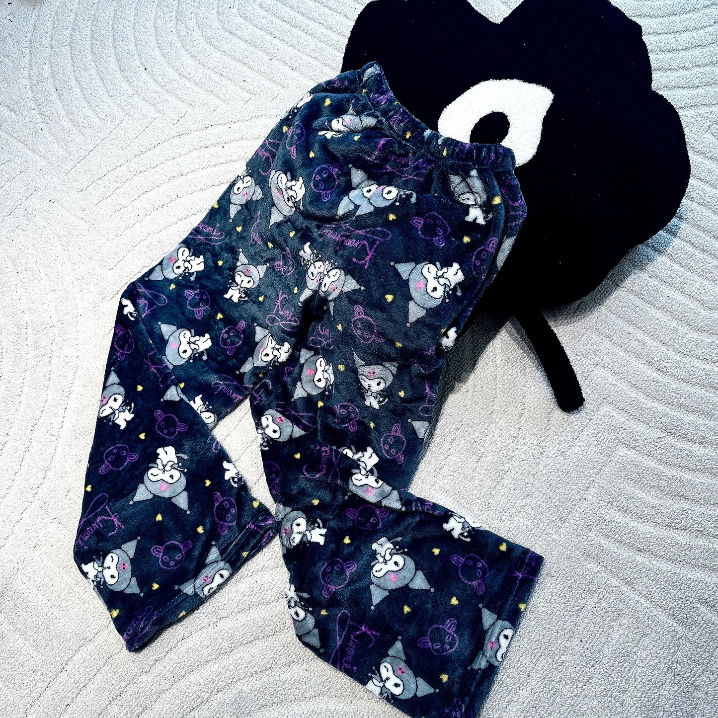 2024 New Sanrio Hello Kitty Kuromi Flannel Pajamas Warm Pants Female Winter Fleece Casual Homewear Pants Leisure Wear Girl Gift