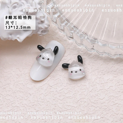 50Pcs Nail Charms Set - Oversized 3D Kuromi & Pochacco Resin Decor for Bold Kawaii Nail Art
