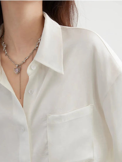 CHIC VEN Korean Women Shirt White Solid Pleated Side Slit Loose Long Sleeved Woman Blouses Female Tops Spring Summer 2025