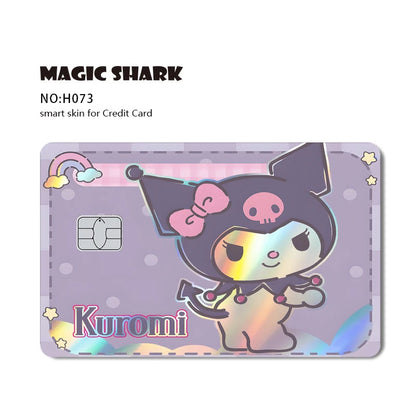 ホットセール Hello Kitty Kuromi ホログラフィックレーザー光沢フィルムスキンカバーステッカー（デビット・クレジットカード・銀行カード用）