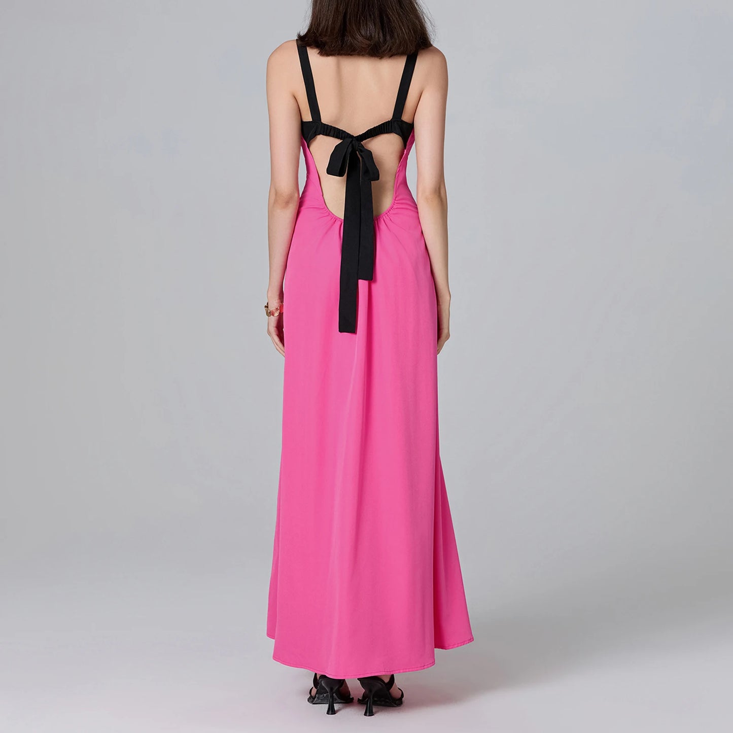 Puloru Night Clubbing Party Dresses Women Patchwork Backless Sleeveless Loose Fit Slips Long Dress Gown Evening Vestidos