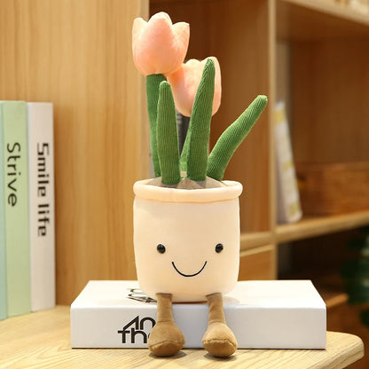 25cm シミュレーション 漫画 プラントポットシリーズ ぬいぐるみ 多肉植物 チューリップ ユリ ぬいぐるみ おもちゃ ホームデコレーション リビングルーム 寝室 女の子へのギフト