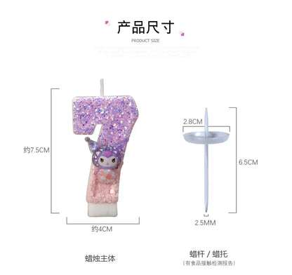 Kuromi Digit 0-9 Candle Sanrio Anime Birthday Decoration Baby Shower Gender Reveal Anniversary Cake Topper Party Supplies Gift