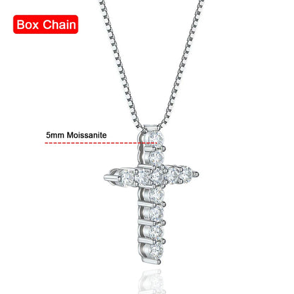 3mm 4mm 5mm モアサナイト クロス ネックレス GRA認定 S925シルバー ジーザス ペンダント ネックチェーン レディース エンゲージメント ブライダル ファインジュエリー