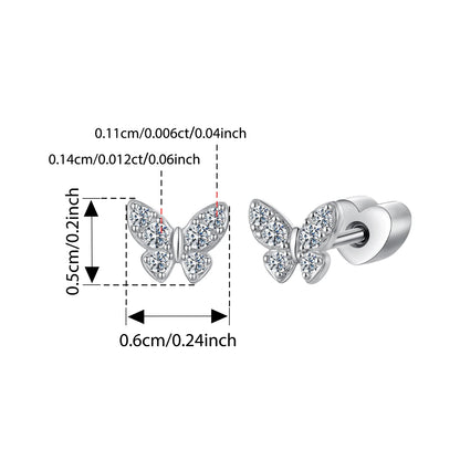 BISAER Butterfly Moissanite Stud Earrings 925 Sterling Silver D Color VVS1 EX Delicate Lab Diamond for Women Party Fine Jewelry
