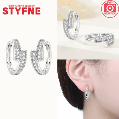 New 925 Silver Blue Zircon Star Earrings Interactive Love Wave Hoop Earrings Original Jewelry Fot Wedding Birthday Women Gifts