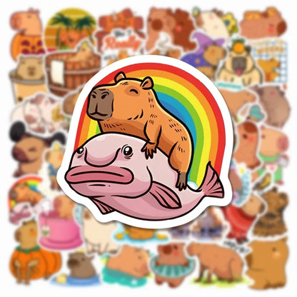 10/30/50枚 かわいいカピバラ PVCステッカー 美的 子供用デコレーション スクラップブック スケッチブック 韓国文房具 学校用品