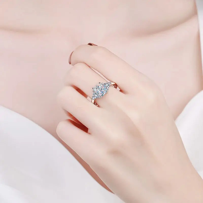 KNOBSPIN 3ct Radiant Moissanite Ring s925 Sterling Sliver Plated 18k White Gold Wedding Engagement Fine Jewelry Rings For Woman