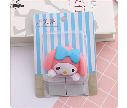 Kawaii Sanria Switch Sticker Anime Hello Kittys Kuromi Melody Creative Bedroom 3D Wall Socket Cover Plate Decor Home Ornaments