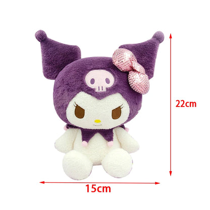22CM Authentic Sanrio Kuromi Plush Doll Black Purple Cutecartoon Doll Girl Children's Toy Birthday Christmas Gift