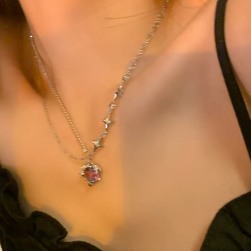 New Luxury White Round Moonstone Pendant Necklaces Women Fashion Jewelry Choker Clavicle Chain Short Charm Necklace
