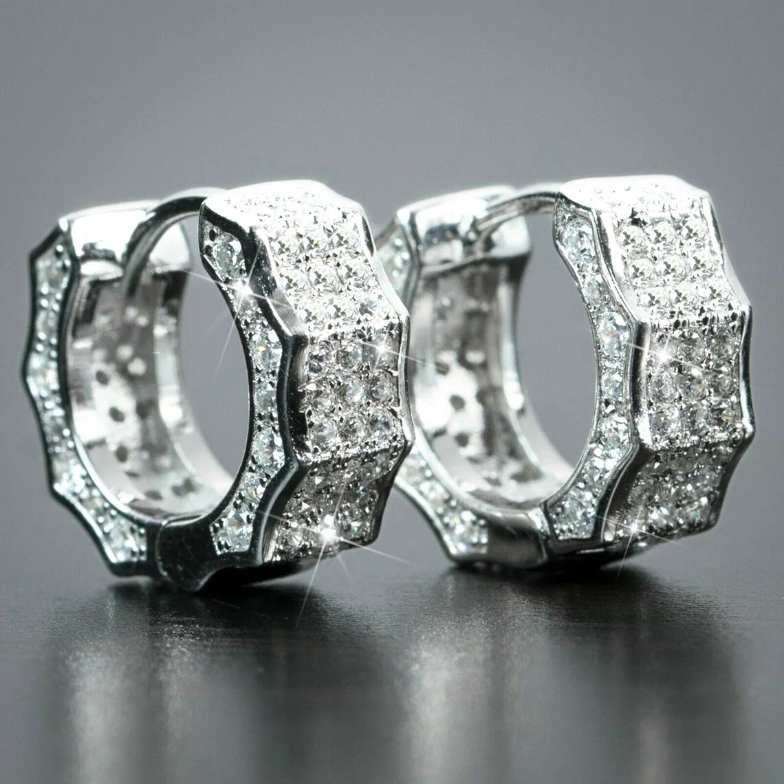 Vintage Hip Hop Round Hoop Earrings for Men Crystal Cubic Zirconia Fashion Versatile Male Jewelry Trend Circle Earring Gift
