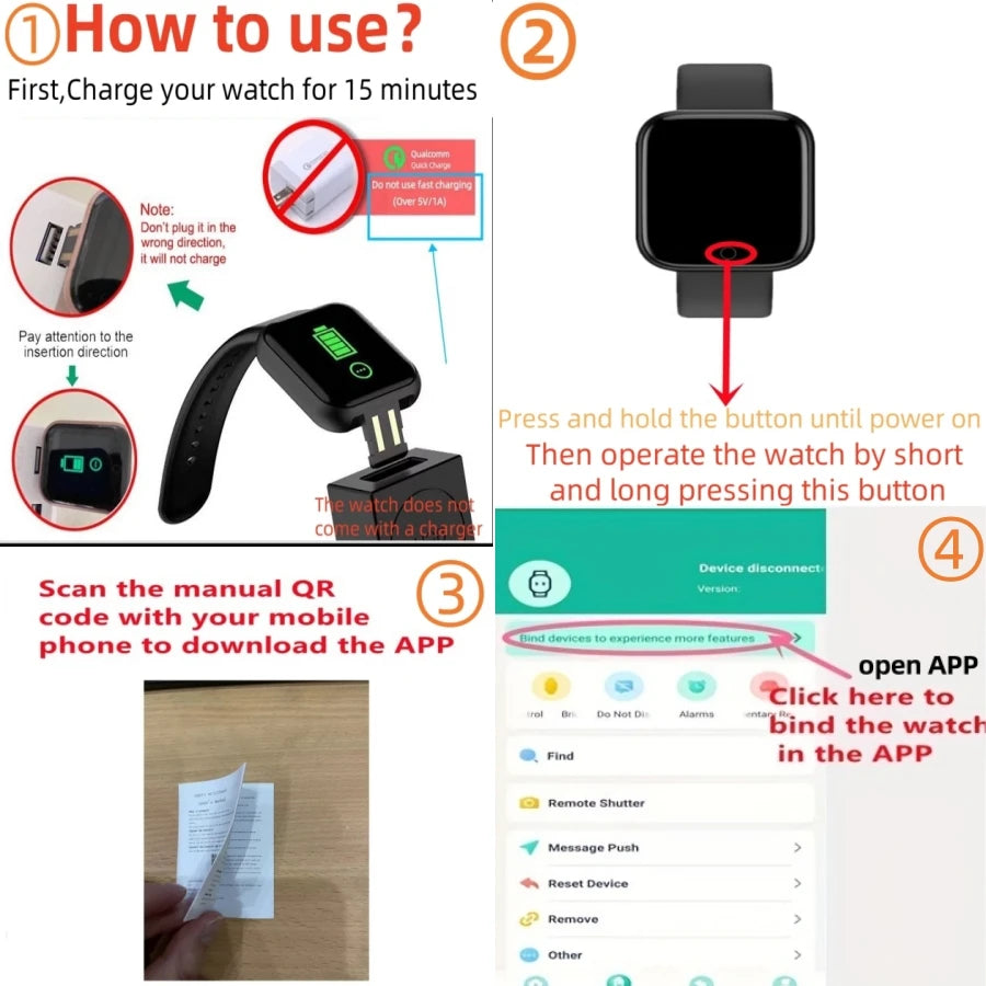 スマートウォッチ メンズ レディース 腕時計 スマートウォッチ メッセージ フィットネスモニター ブレスレット 誕生日プレゼント 電子時計 Android IOS対応