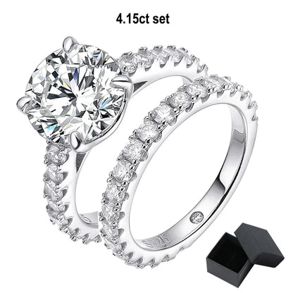 Smyoue 18k Plated 0.6-4.2CT All Moissanite Rings for Women Sparkly Luxury Wedding Diamond Band 100% 925 Sterling Silver Jewelry
