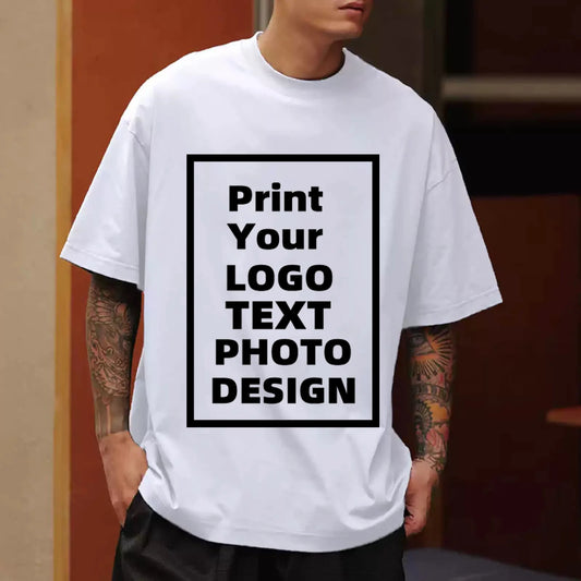 Tailor-made Custom Text Name T Shirts Add Your Own Message Men Cotton T-shirt Personalized Tees Print Your Design Men Tshirt Top