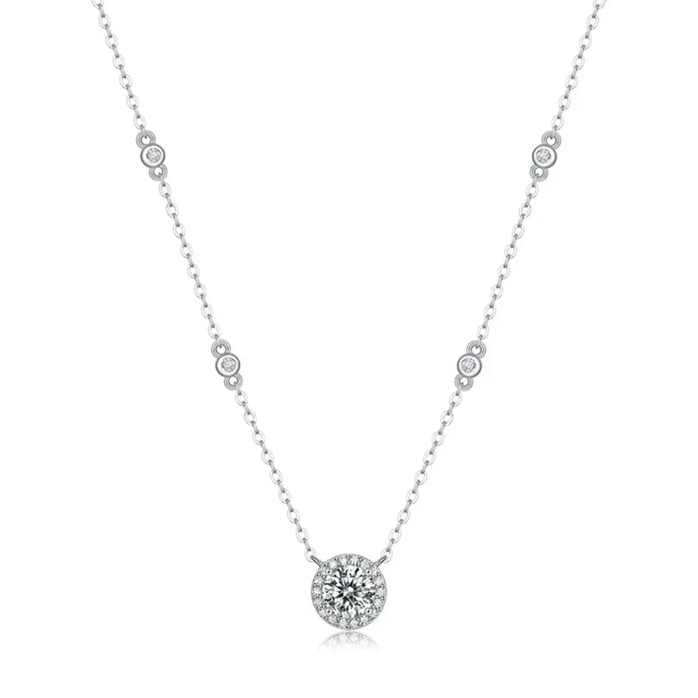FEOBUR 1-3CT モアサナイト ネックレス レディース用 認定925スターリングシルバー 輝くラボダイヤモンド ペンダントチェーン パーティージュエリー GRA