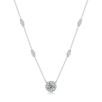 FEOBUR 1-3CT モアサナイト ネックレス レディース用 認定925スターリングシルバー 輝くラボダイヤモンド ペンダントチェーン パーティージュエリー GRA