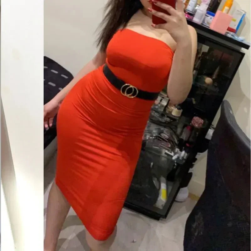 Bangniweigou Sexy Off Shoulder Tube Dress Summer Women Black White Basic Bodycon Sundress Strapless Stretchy Bandage Robe Femme