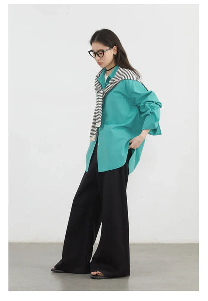 CHIC VEN Women Shirts Solid Long Sleeve Loose Single Breasted Female Blouses Woman Cotton Spring Summer 2025 Clothing