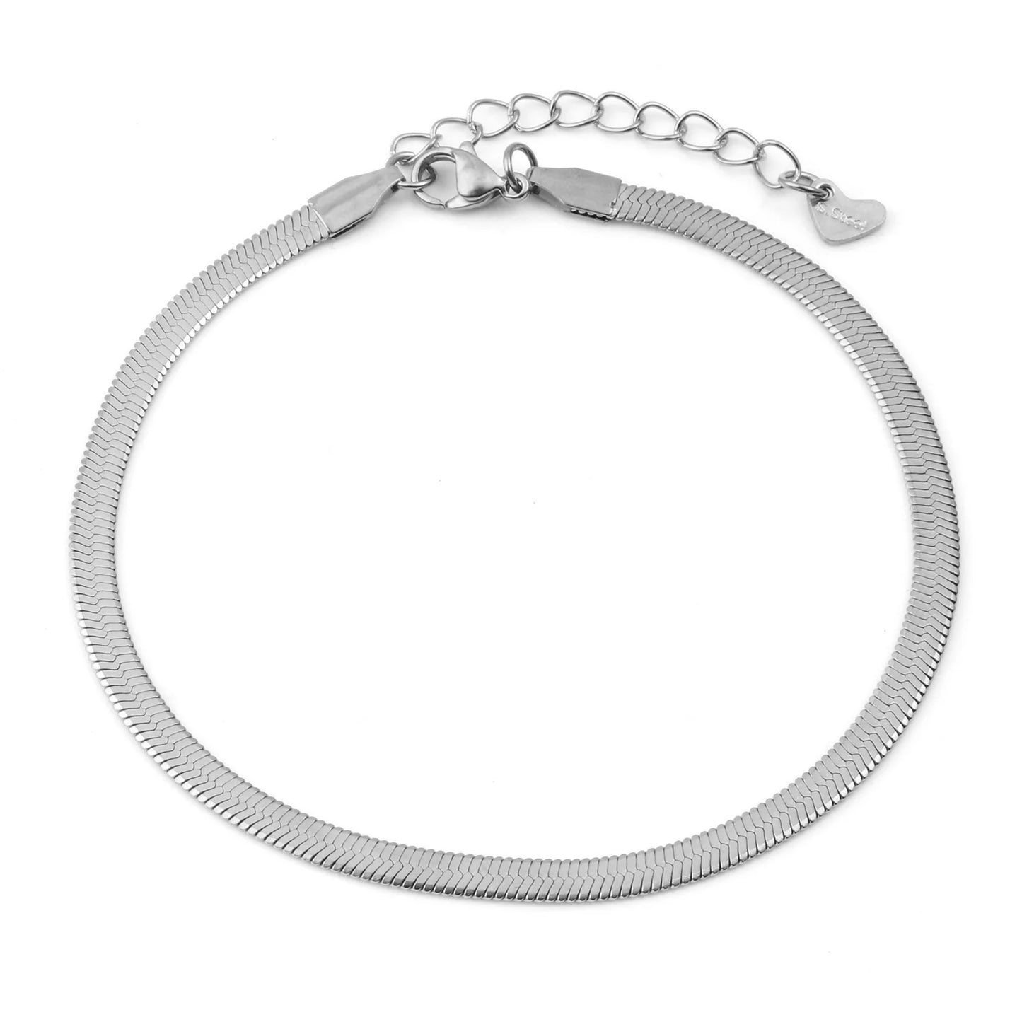 Stainless Steel Link Chain Anklet Silver Color For Women Beach Foot Leg Chain Ankle Bracelets Jewelry Gift 23.5cm long, 1 Piece
